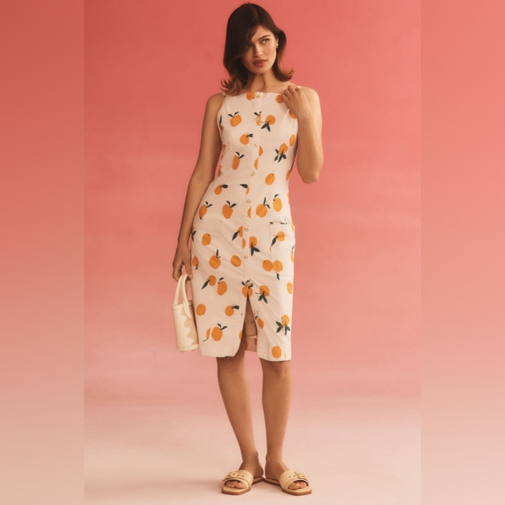 Anthropologie DYLAN MIERZWINSKI  COLETTE MIDI DRESS peach print size S